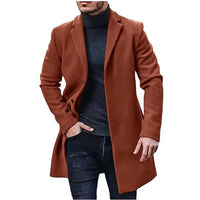 Men Coat Autumn Winter Mid Length Long Sleeve Man Outerwear Simple Solid Color Turn Down Collar Comfortable Daily Man Jacket - Buy online at  Vibe In Cart.