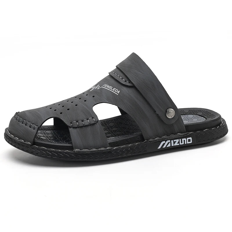 Men's Gladiator Sandals with Rubber Outsole and Buckle Strap