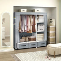 New Upgrade Portable Wardrobe Clothes Organizer for Home Bedroom Clothes Closet with 3 Drawers 4 Shelves Clothes Storage Gray - Buy online at  Vibe In Cart.