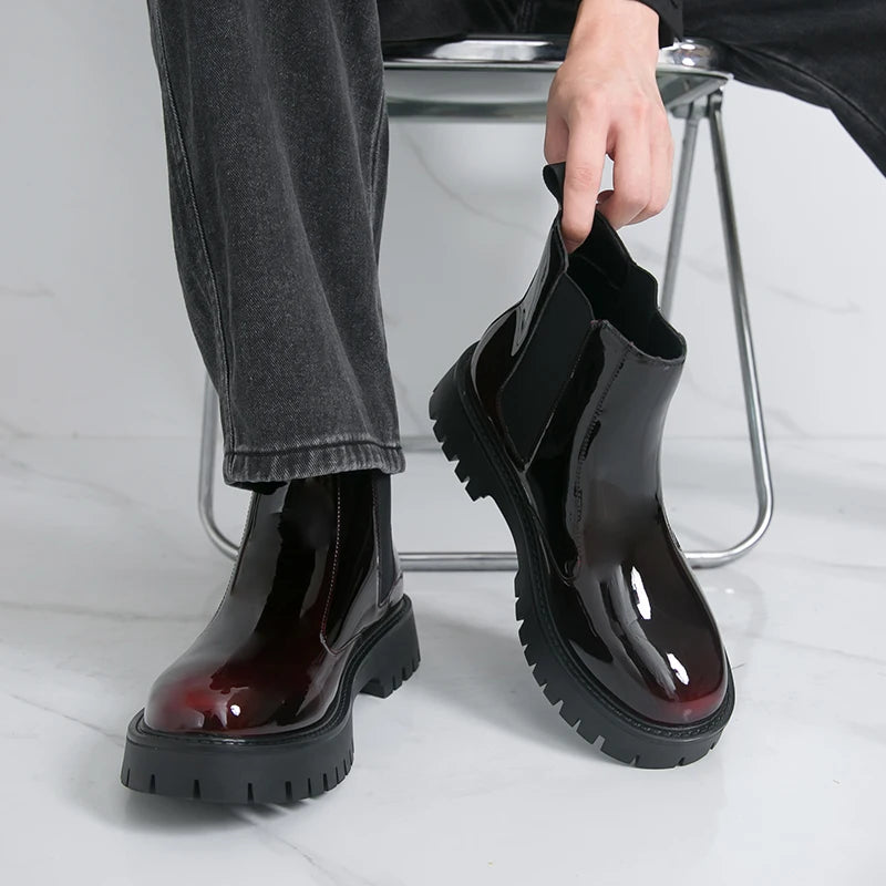 Men Chelsea Boots PU Thick Soled Round Toe Classic Comfortable Men High Top Boots - Buy online at  Vibe In Cart.