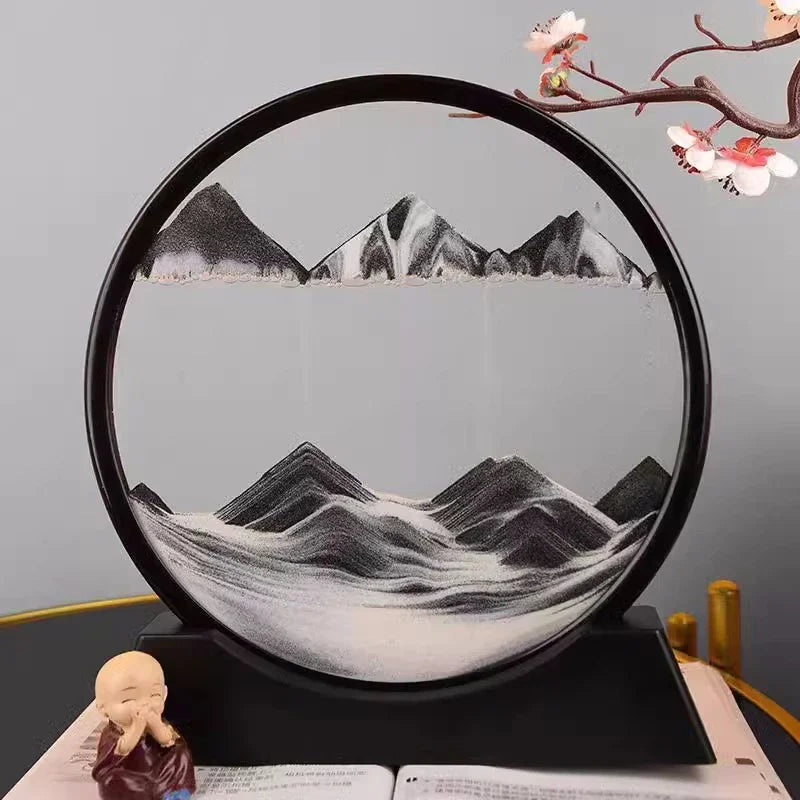 3D Moving Sand Art Picture Round Glass Deep Sea Sandscape Hourglass Quicksand Craft Flowing Sand Painting Office Home Decor Gift - Buy online at  Vibe In Cart.