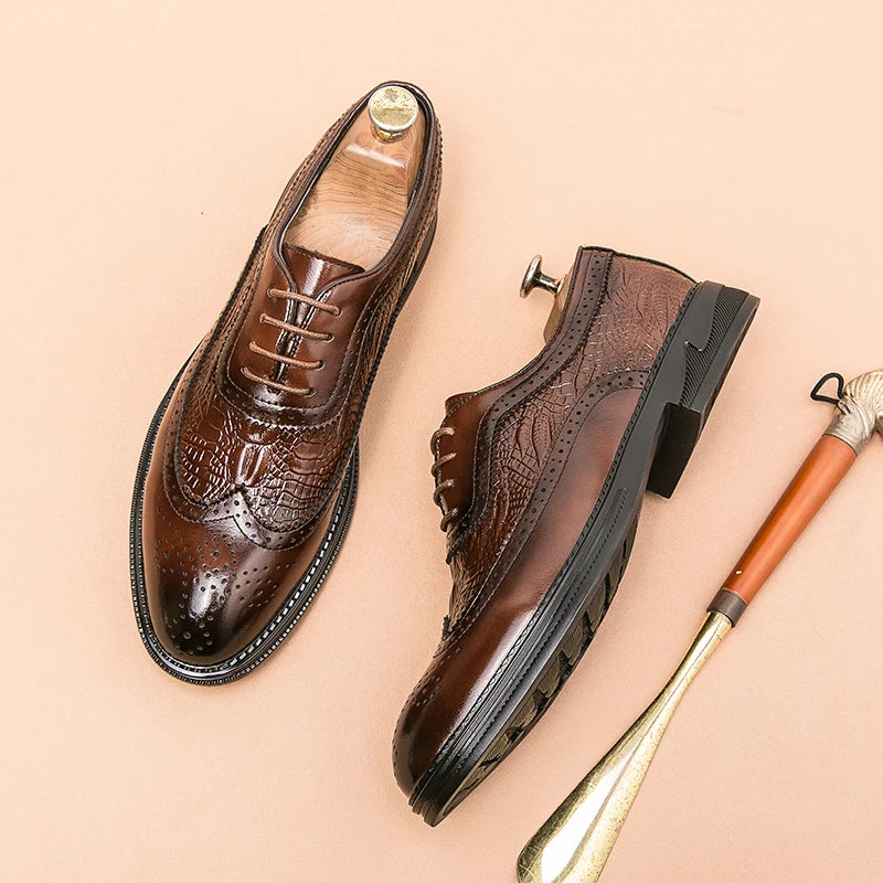 Men Suit Casual Shoes Luxury Men Brogue Dress Shoes Formal Business Leather Shoes Men Brown Wedding Italian Banquet Shoe Size 46 - Buy online at  Vibe In Cart.