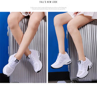Women's Platform Mesh Lace-Up Sneakers Medium Heel