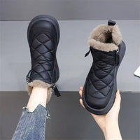 2025 Winter Side-Zip Quilted Boots Women Short Snow Boots with Fur Lining Waterproof Slip-Resistant Sole ChunkyTread CasualBoots - Buy online at  Vibe In Cart.