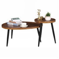 Round Coffee Table Set of 2 Rustic for Living Room Modern Nesting Tables for Balcony Office with Wood Table Top And Metal Legs - Buy online at  Vibe In Cart.