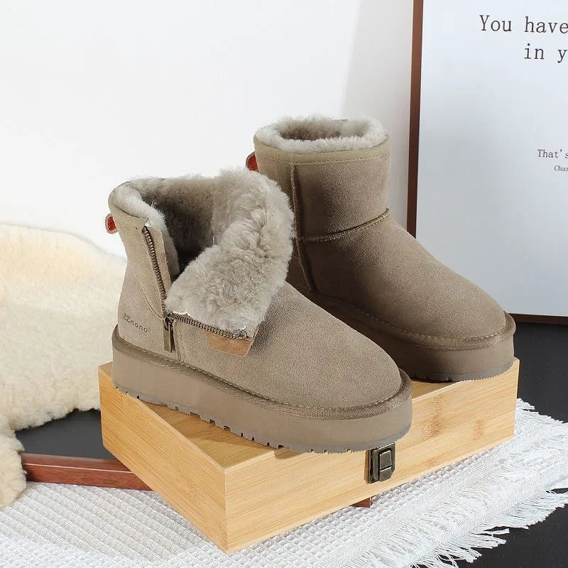 Thick soled snow boots for women 2025 new model, thick soled side zipper short boots with plush and thick cotton shoes - Buy online at  Vibe In Cart.