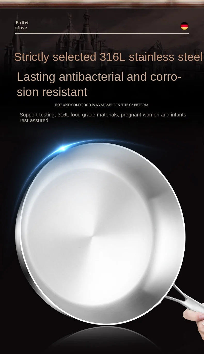 316 Stainless Steel Frying Pan Wok NonStick Pan Fried Steak Pot Uncoated Kitchen Cookware For Gas Stove and Induction Cooker Wok - Buy online at  Vibe In Cart.