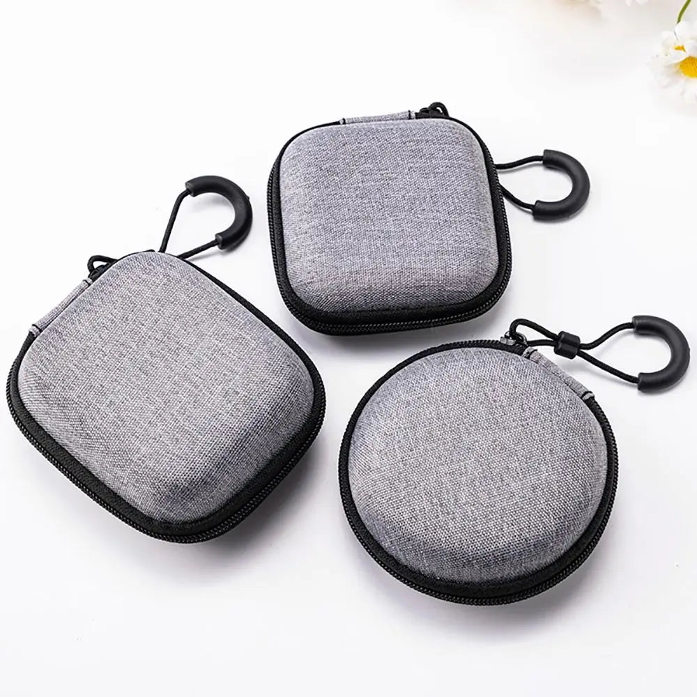 Grey Canvas Zipper Storage Bag for Earphones and Accessories