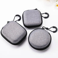 Grey Canvas Zipper Storage Bag for Earphones and Accessories