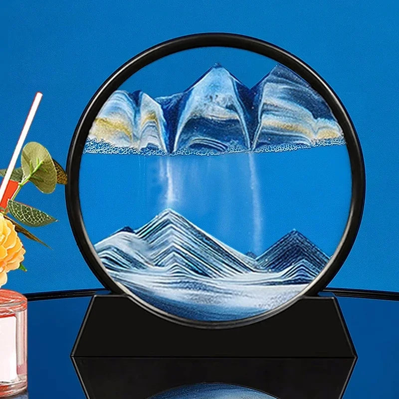 3D Moving Sand Art Picture Round Glass Deep Sea Sandscape Hourglass Quicksand Craft Flowing Sand Painting Office Home Decor Gift - Buy online at  Vibe In Cart.