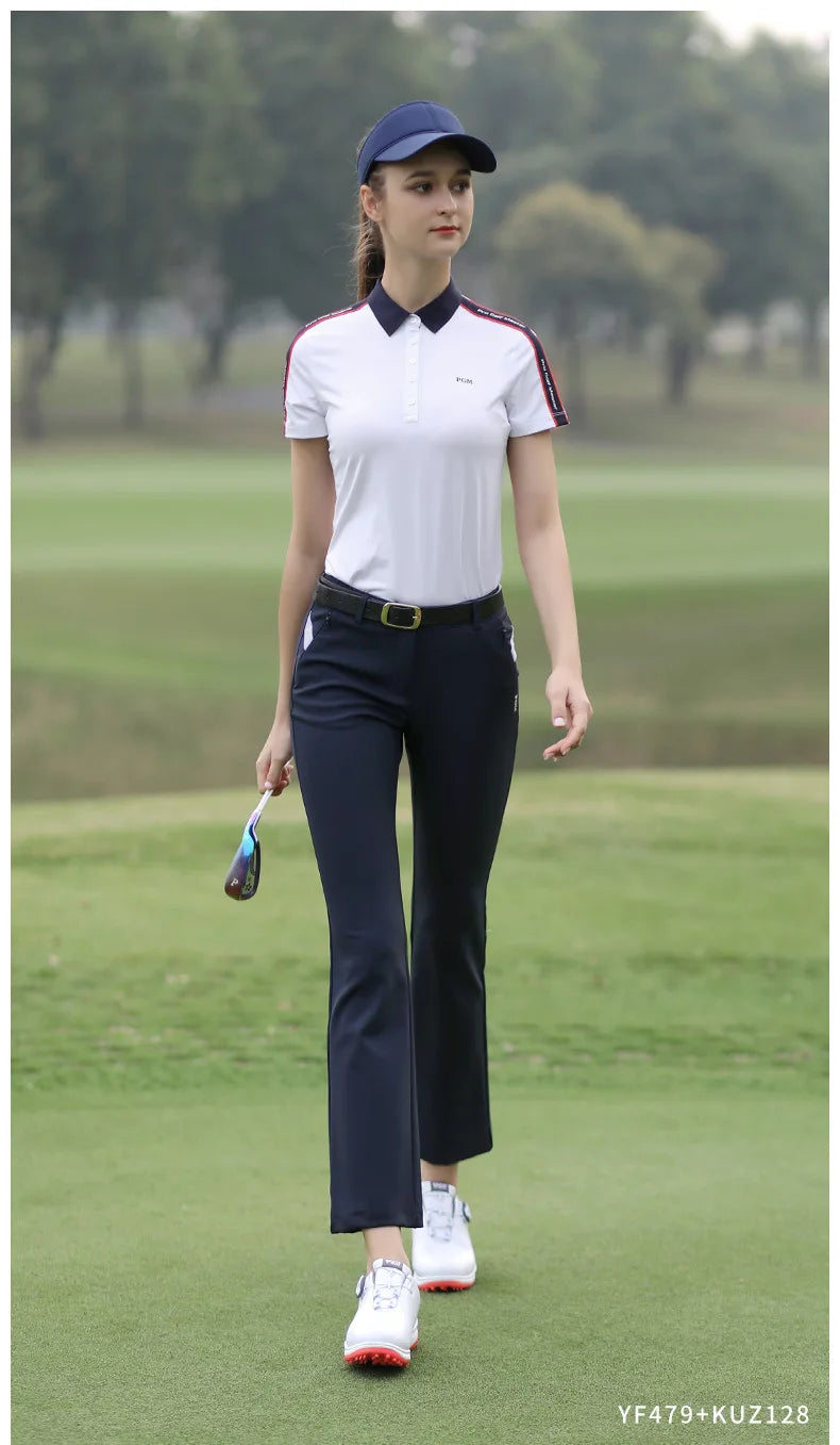 PGM KUZ128 Golf Pants Women's Slim-fitting Waterproof Long Pants with Zipper Pocket, Elastic, Nine-inch Length, Flare Pants - Buy online at  Vibe In Cart.
