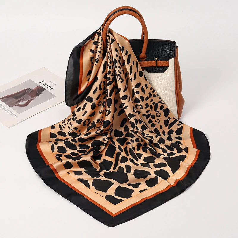 Square Satin Silk Scarf for Women, Casual All Seasons