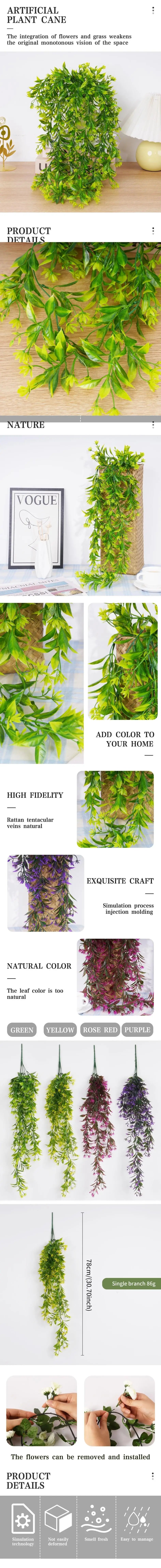 Artificial Plant Rattan Wall Hanging Vines Leaves Branches Plastic Fake Silk Leaf Green Plant Ivy Home Outdoor Garden Decor - Buy online at  Vibe In Cart.