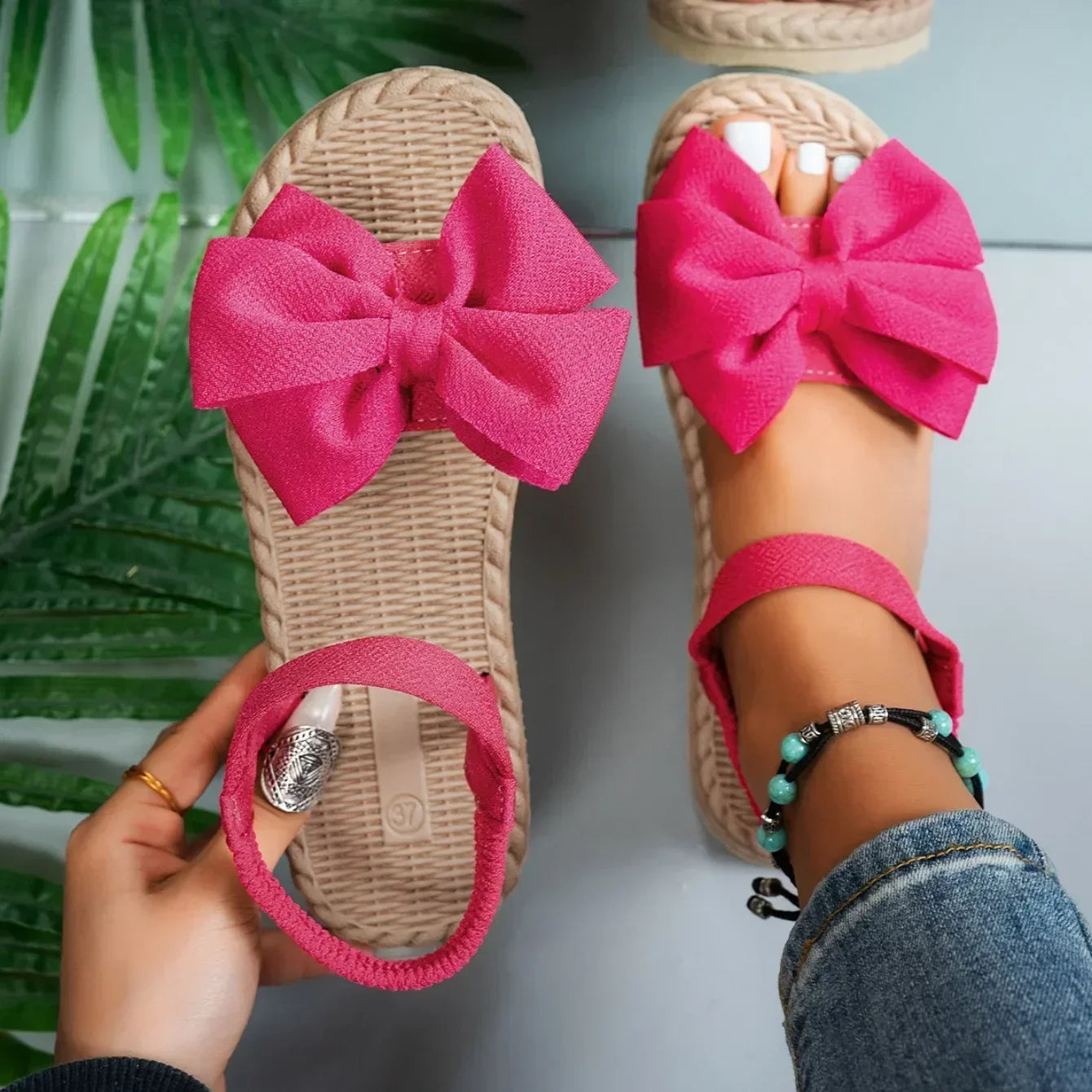 Women Anti-slip Trend Sandals 2025 New Summer Lightweight Sandals Fashion Beach Casual Slippers Outdoor Bow Tie Flat Shoes Home - Buy online at  Vibe In Cart.