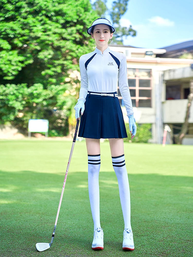 TTYGJ New Golf Skirt Women Spring Autumn Fashion A-lined Skirt Ladies Outdoor Sports Skorts Casual Golf Wear with Inner Shorts