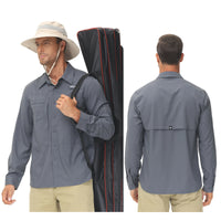 Men's Long Sleeve Casual Fishing Shirt With UPF 50+ Polyester Mesh Back