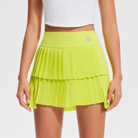 Women's Mini Pleated Sports Skort with Pockets and Double Layer