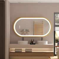 Gold Frame Oval Bathroom Mirror LED Lighted Anti-Fog Smart Vanity Mirror Anti-fog Dimmable Illuminated Innovative Makeup Mirror - Buy online at  Vibe In Cart.