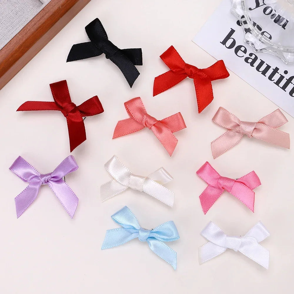 Mini Hair Clips with Handmade Ribbon Bows, 5-24 Pieces