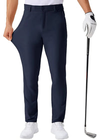 Men's Stretch Slim Straight Lightweight Polyester Golf Pants, Full Length