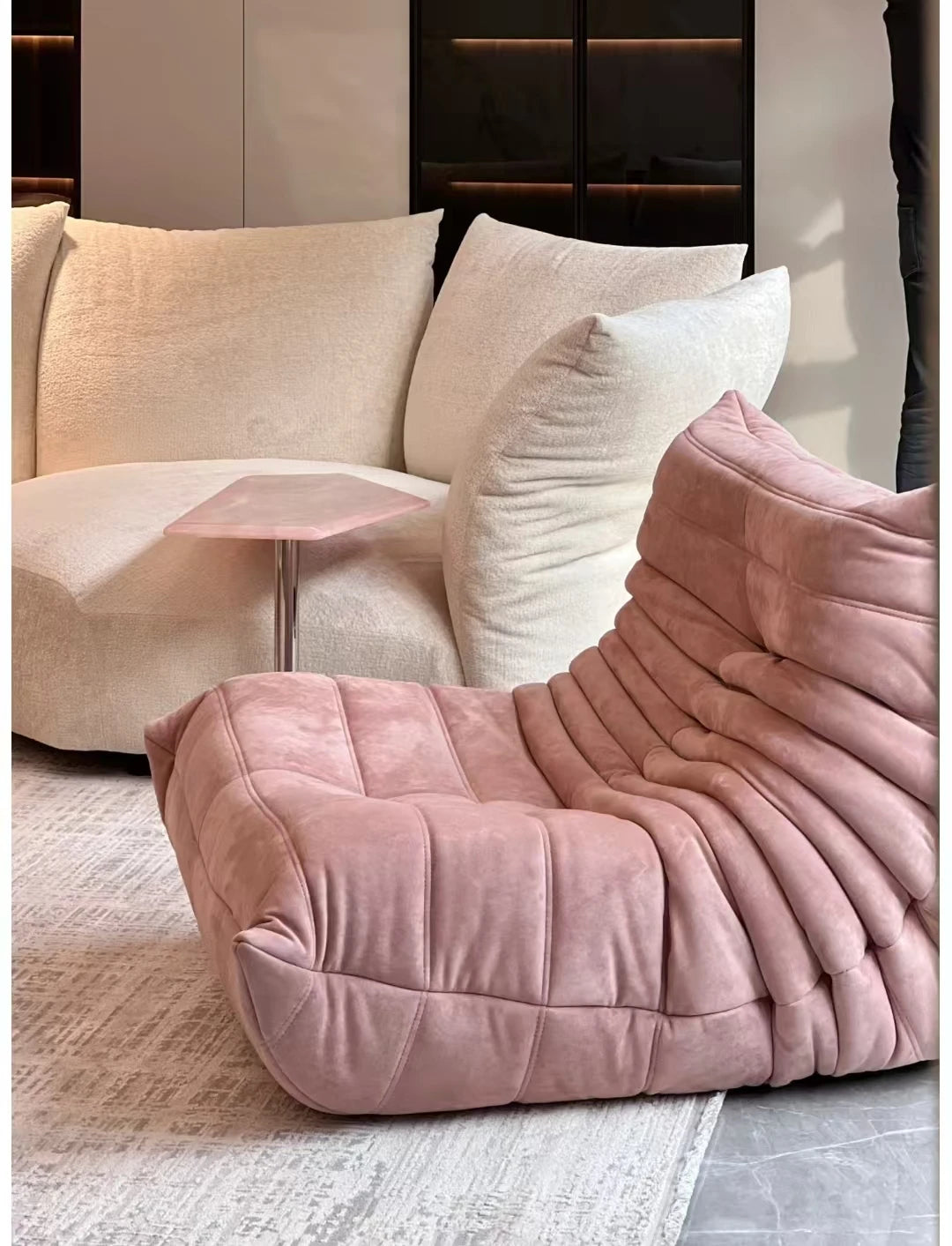 Modern Single Reclining Sofa in Cream for One Person