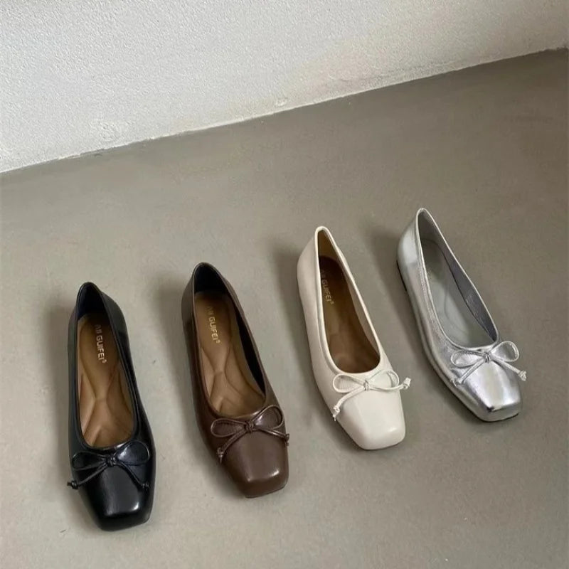 Bowtie Flat Shoes Women Ballerinas Square Toe Slip on Ballet Flats Lazy Loafers Moccasins Ladies Casual Comfort Shoes 2024 - Buy online at  Vibe In Cart.
