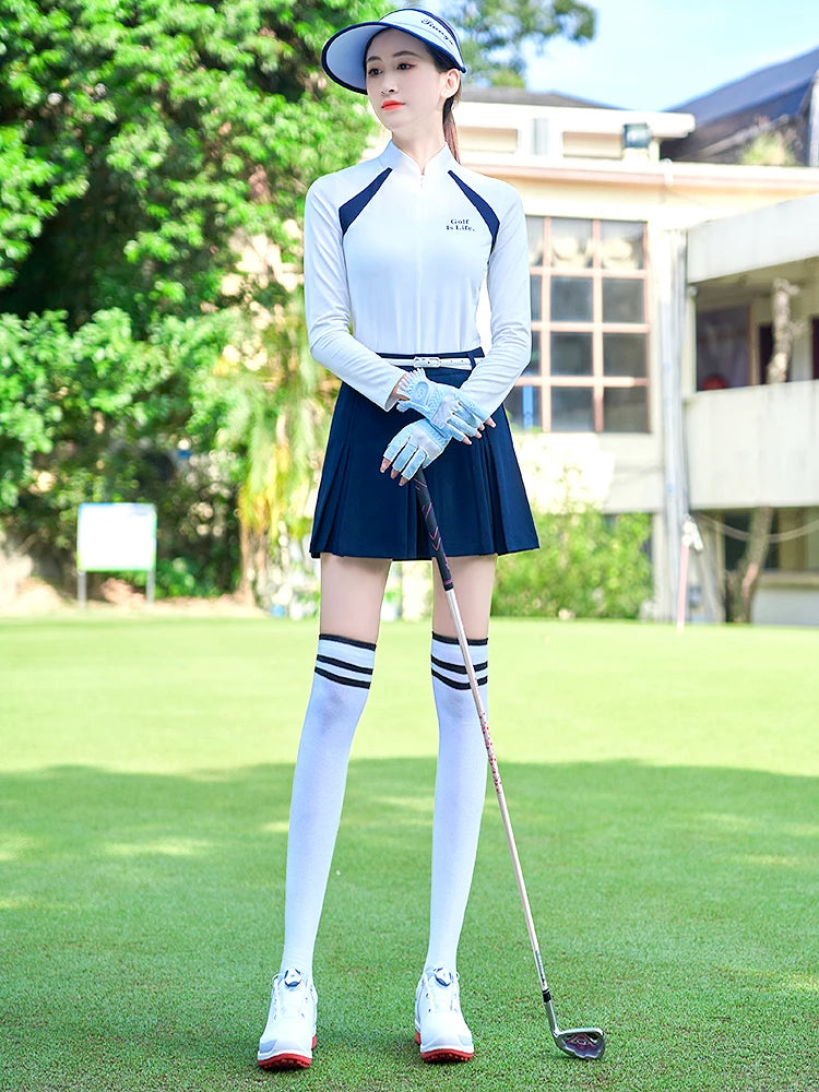 TTYGJ New Golf Skirt Women Spring Autumn Fashion A-lined Skirt Ladies Outdoor Sports Skorts Casual Golf Wear with Inner Shorts