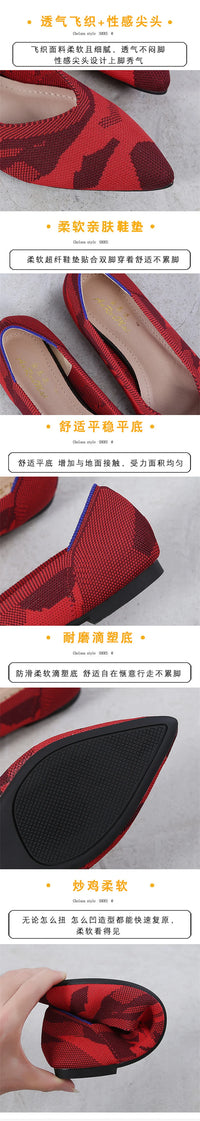 Fashion Comfort Breathable Polyester Women Spring Flats Pointy Toe Ballerinas Stretch Knitted Loafers Dress Causal Shoes - Buy online at  Vibe In Cart.