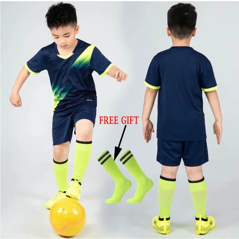Boys' Polyester Soccer Uniform Set with Jersey, Tracksuit and Socks