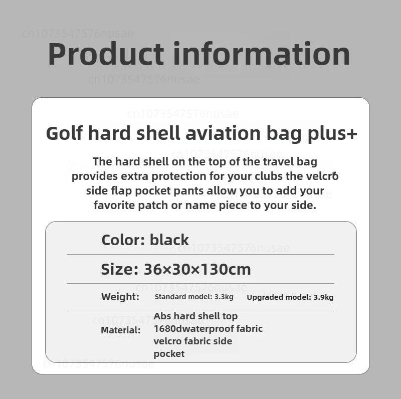 Nylon Hard Shell Golf Travel Bag With Wheels For Unisex Aircraft Use