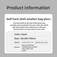 Nylon Hard Shell Golf Travel Bag With Wheels For Unisex Aircraft Use