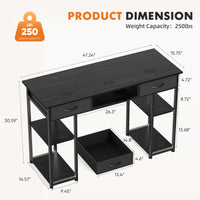 JHK 48 Inch Double Deck Shelving Office Computer Desk with Pull-out Fabric Storage Drawers Metal Frame Adjustable Feet Table ﻿ - Buy online at  Vibe In Cart.
