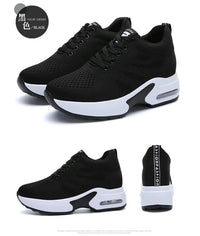 Women's Platform Mesh Lace-Up Sneakers Medium Heel