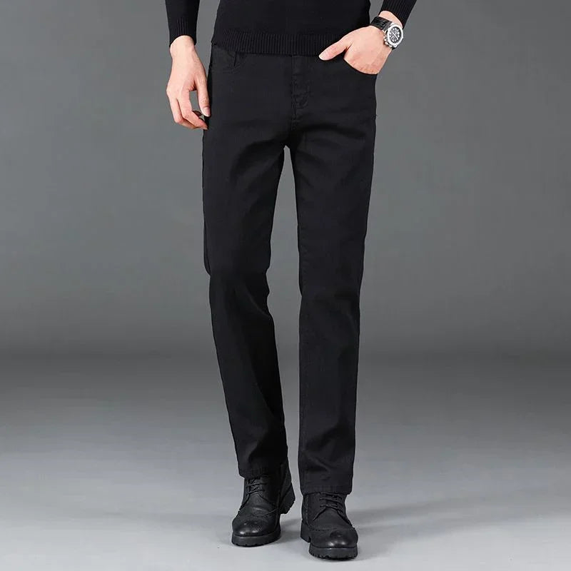 Men's Straight Leg Stretch Denim Jeans for Casual Wear