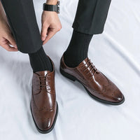 Men's leather shoes for business, retro, breathable, formal, wedding, leisure, business, and work - Buy online at  Vibe In Cart.