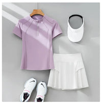 DRUR 2pcs Tennis Skirt Set Women Summer Sports Suit 2 Piece Fitness Top Skort Sets Ladies Golf Wear Set Sportswear Outfits 2025 - Buy online at  Vibe In Cart.