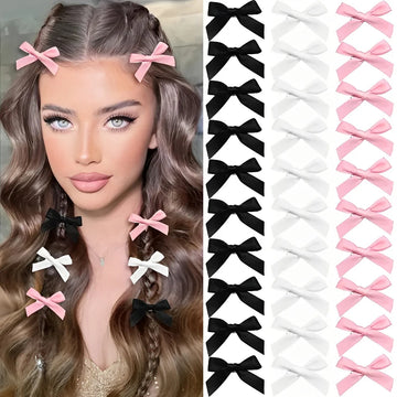 5-24Pcs Y2k Girls Bows Mini Hair Clips Metal Hairpin Headwear Barrette Handmade Ribbon Bow Bangs Clip Fashion Hair Accessories - Buy online at  Vibe In Cart.