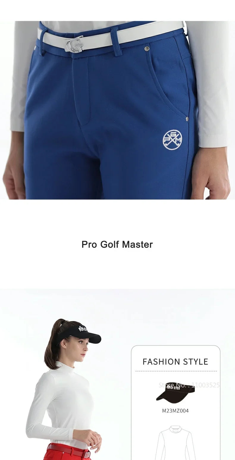 Women's Winter Warm Thick Fleece Golf Pants Straight Full Length