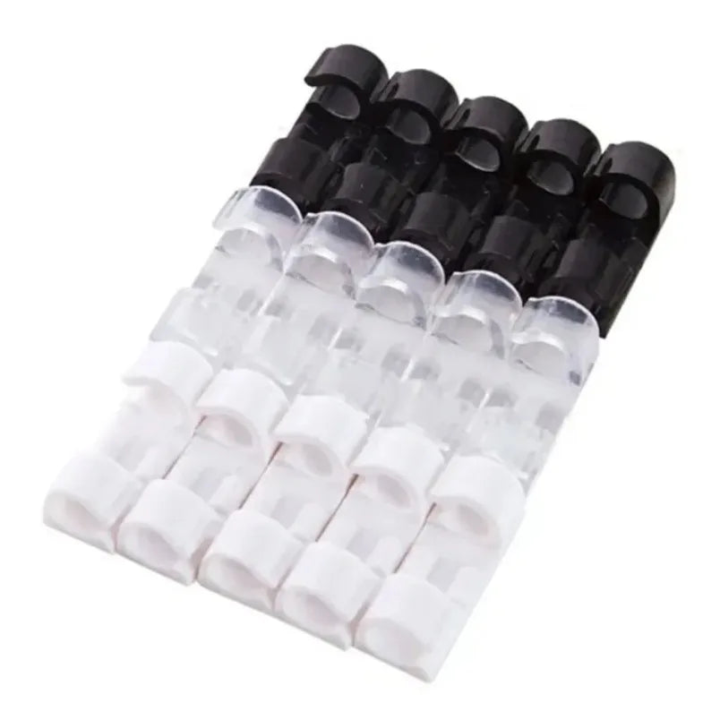 Plastic Cable Manager with Self-Adhesive Holders, 20 Pieces, Three Colors