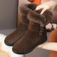 Women's Winter Fashion Leather Warm Snow Boots with Plush Thick Soles Comfortable Non-Slip Cotton Shoes - Buy online at  Vibe In Cart.