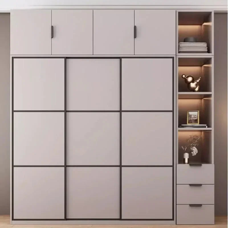 New Luxury Wardrobe Drawers Wooden Sliding Doors Gray Organization Wardrobe Modern Storage Kleiderschrank Bedroom Furniture - Buy online at  Vibe In Cart.