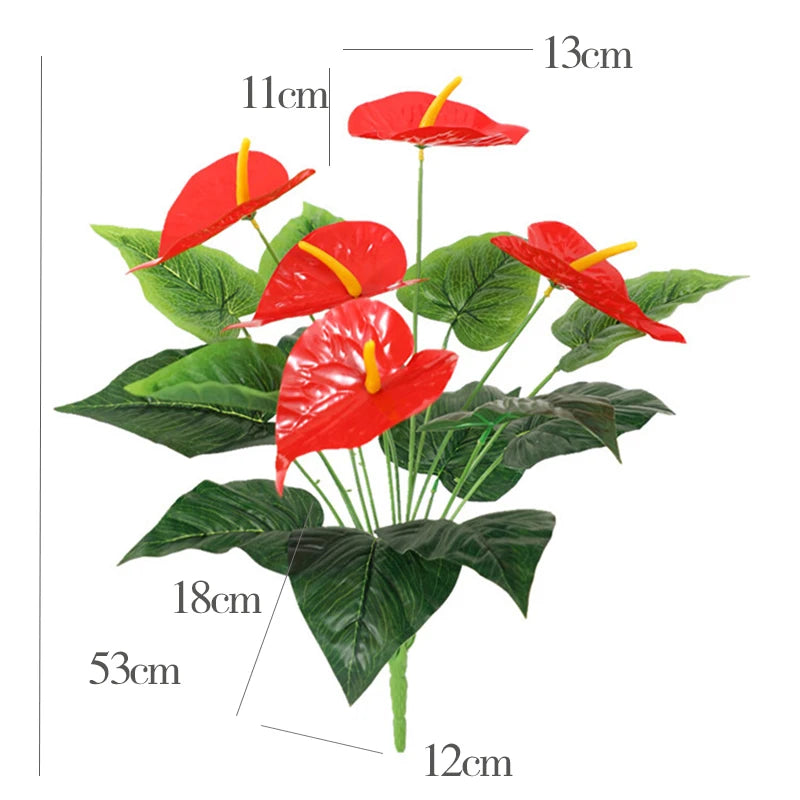 53cm Artificial Monstera Leaves Home Plastic Palm Fronds Fake Anthurium Greenery Tree Big Herb Plant For Garden Outdoor Decor - Buy online at  Vibe In Cart.
