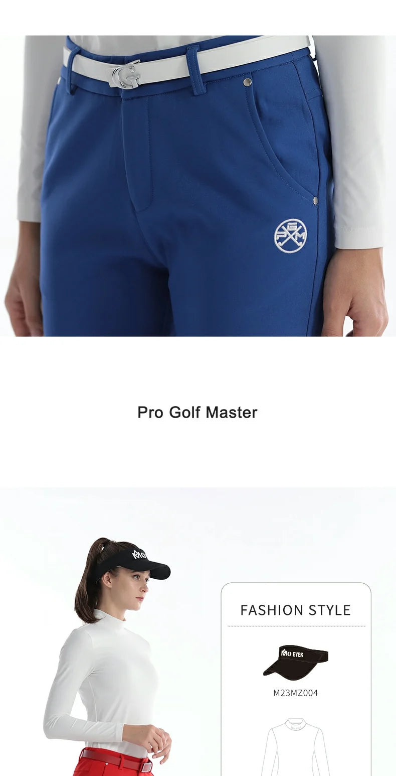 Women's Winter Fleece Golf Pants Thicken Windproof Slim Full Length