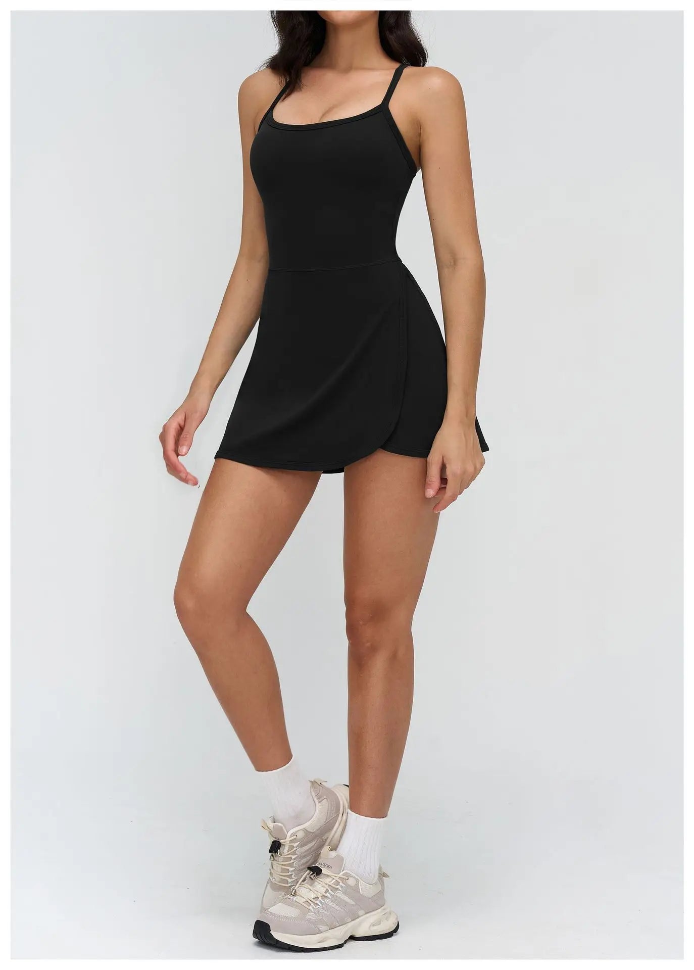 Tennis Dress with Shorts Underneath Women Golf Wear Above Knee Length White Sport Dresses with Shorts Outfit Fitness Workout