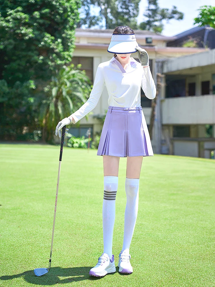 TTYGJ New Golf Skirt Women Spring Autumn Fashion A-lined Skirt Ladies Outdoor Sports Skorts Casual Golf Wear with Inner Shorts