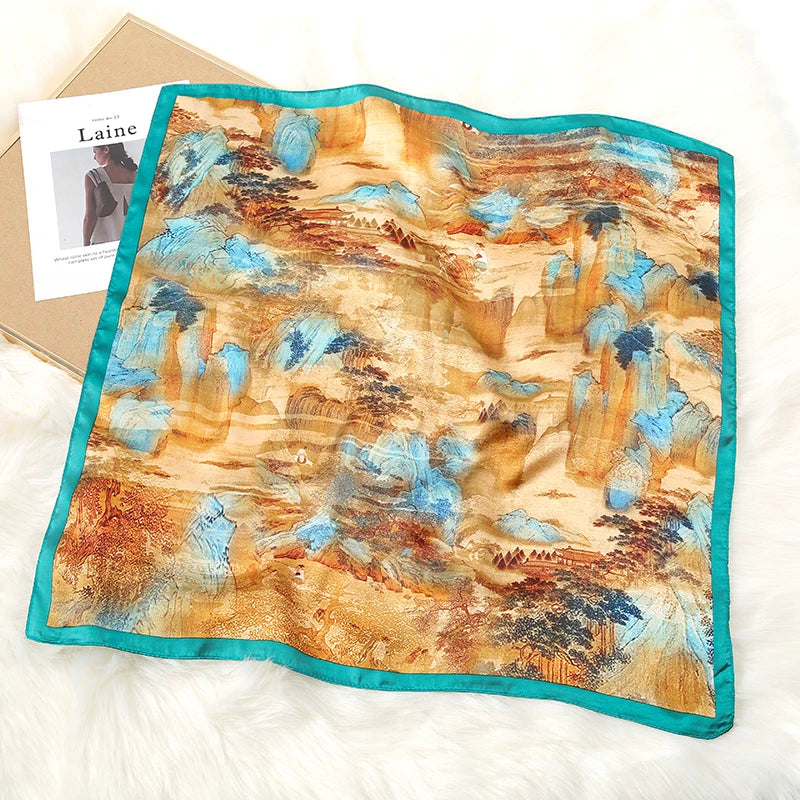 Square Satin Silk Scarf for Women, Casual All Seasons