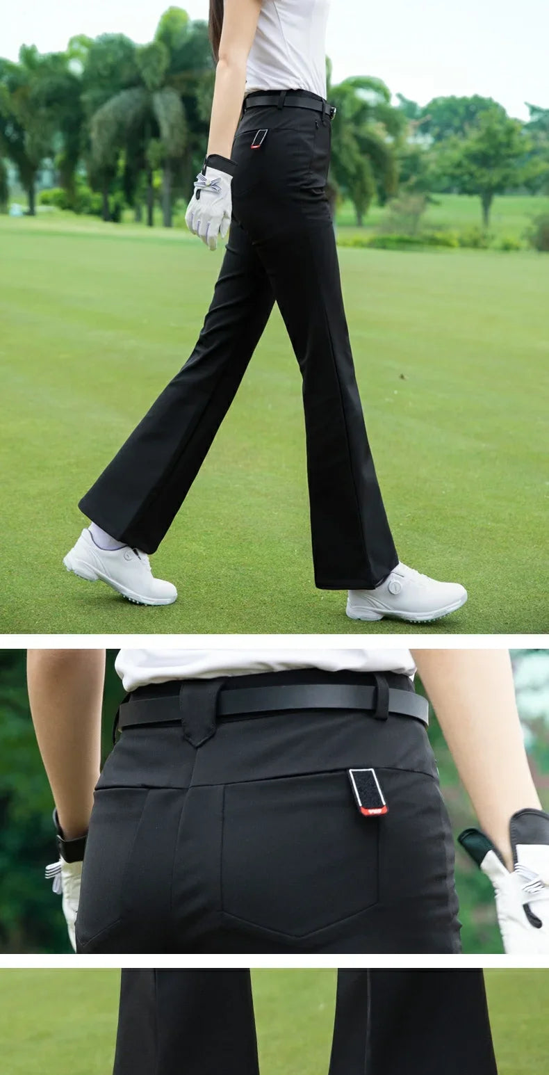 Pgm 2025 Spring Golf Clothing Women High Waist Golf Pants Korean Outdoor Sports Flared Trousers Female Elastic Slim Pants - Buy online at  Vibe In Cart.