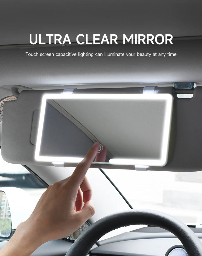Car Interior Mirrors Sun Visor Plate LED HD Makeup Mirror for Girls Women Rechargeable Fill Light Universal Thin Vanity Mirror - Buy online at  Vibe In Cart.