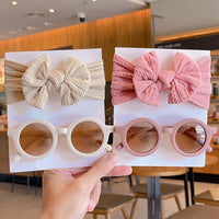 2 Pcs/Set New Children Solid Color Cotton Bowknot Wide Hairband Round Sunglasses Set Baby Girls Sunglasses Kids Hair Accessories - Buy online at  Vibe In Cart.