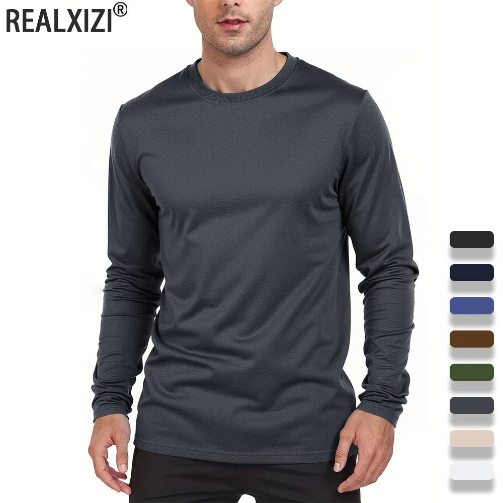 Spring Autumn Men‘s T-shirts Long Sleeve Casual Tops Solid Color High Quality Male T-Shirt Classic Men Clothing - Buy online at  Vibe In Cart.